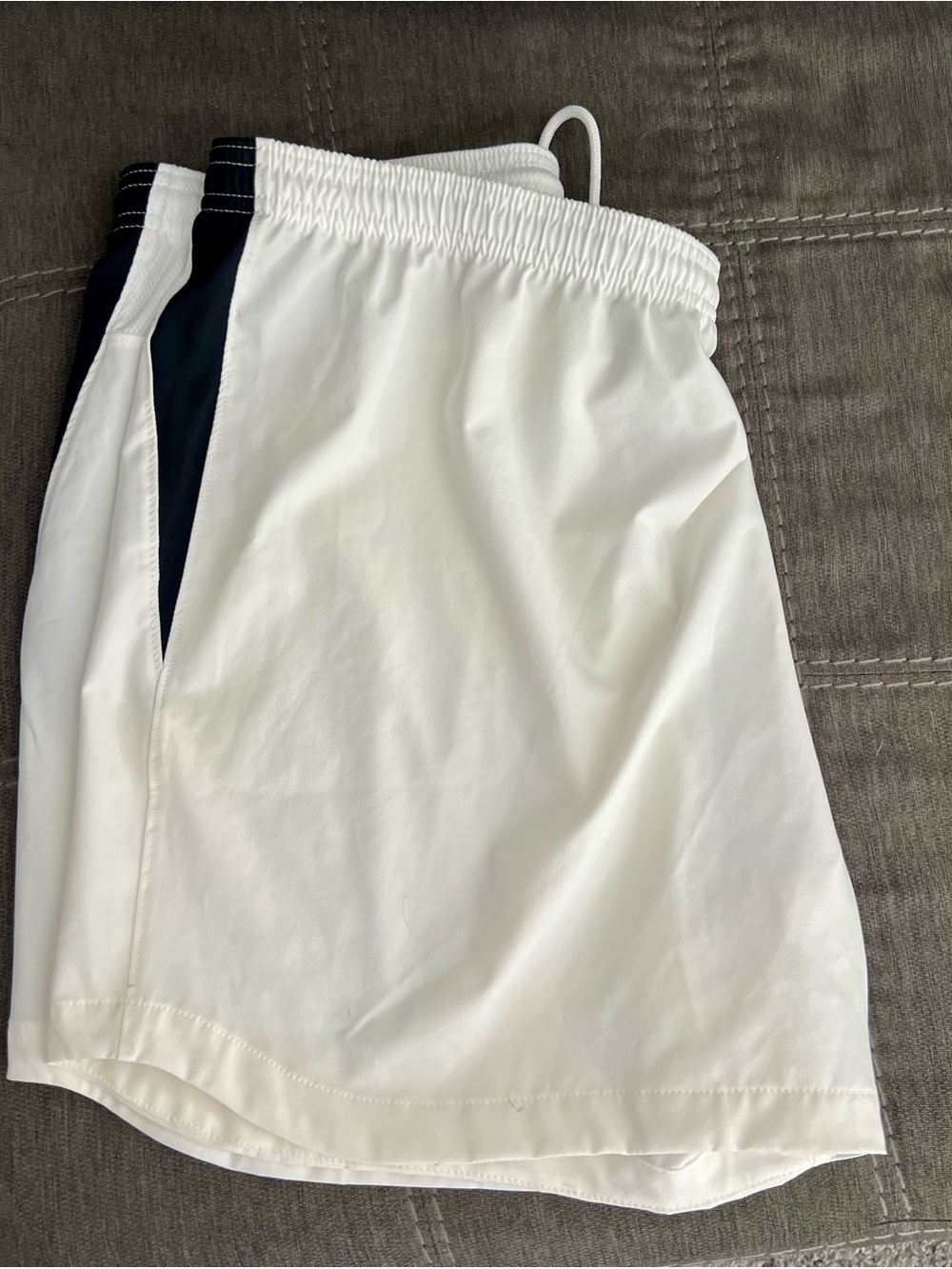 Nike White Dri-FIT Performance Shorts with Gray Swoosh